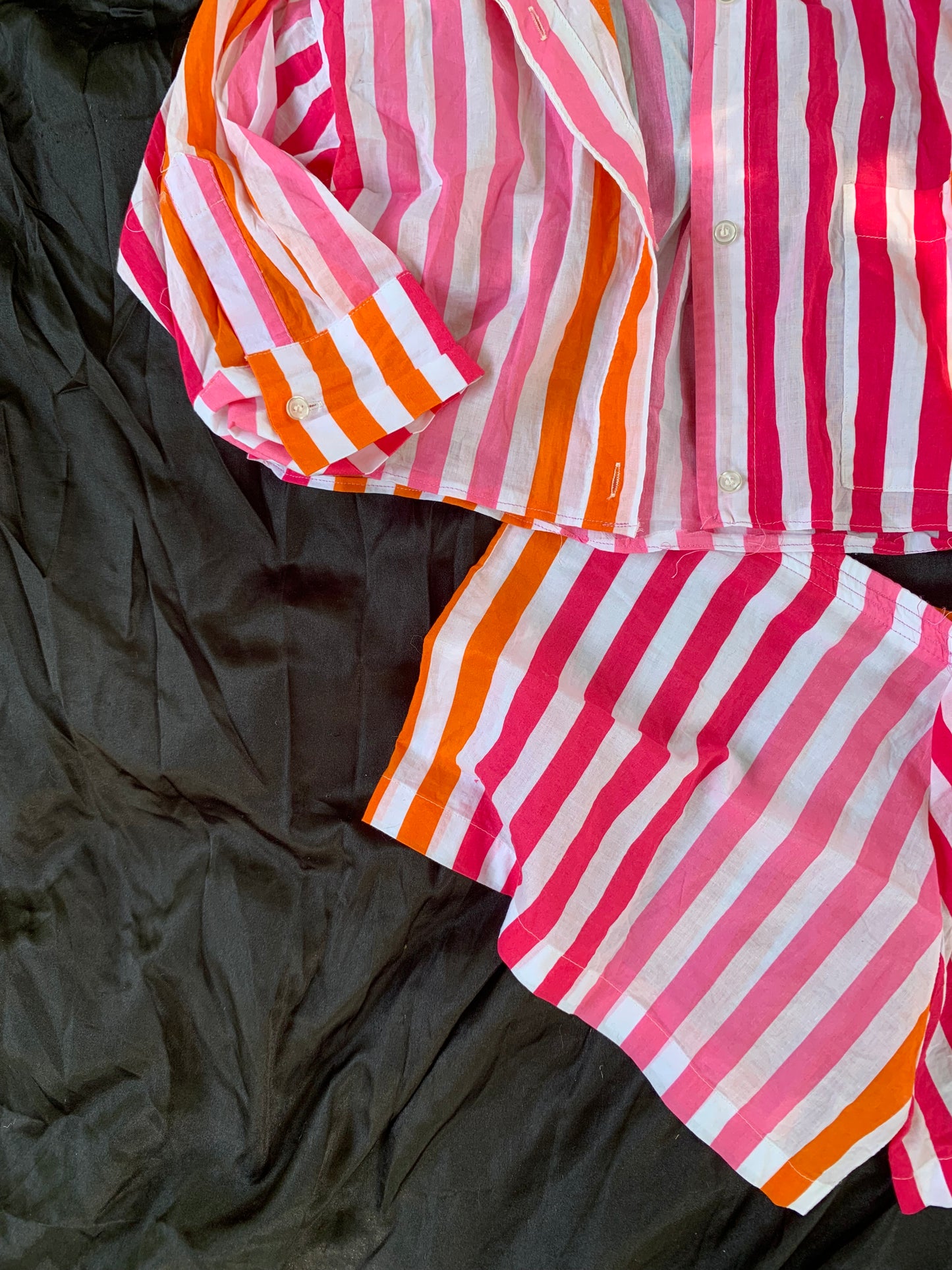 Striped button down and shorts set