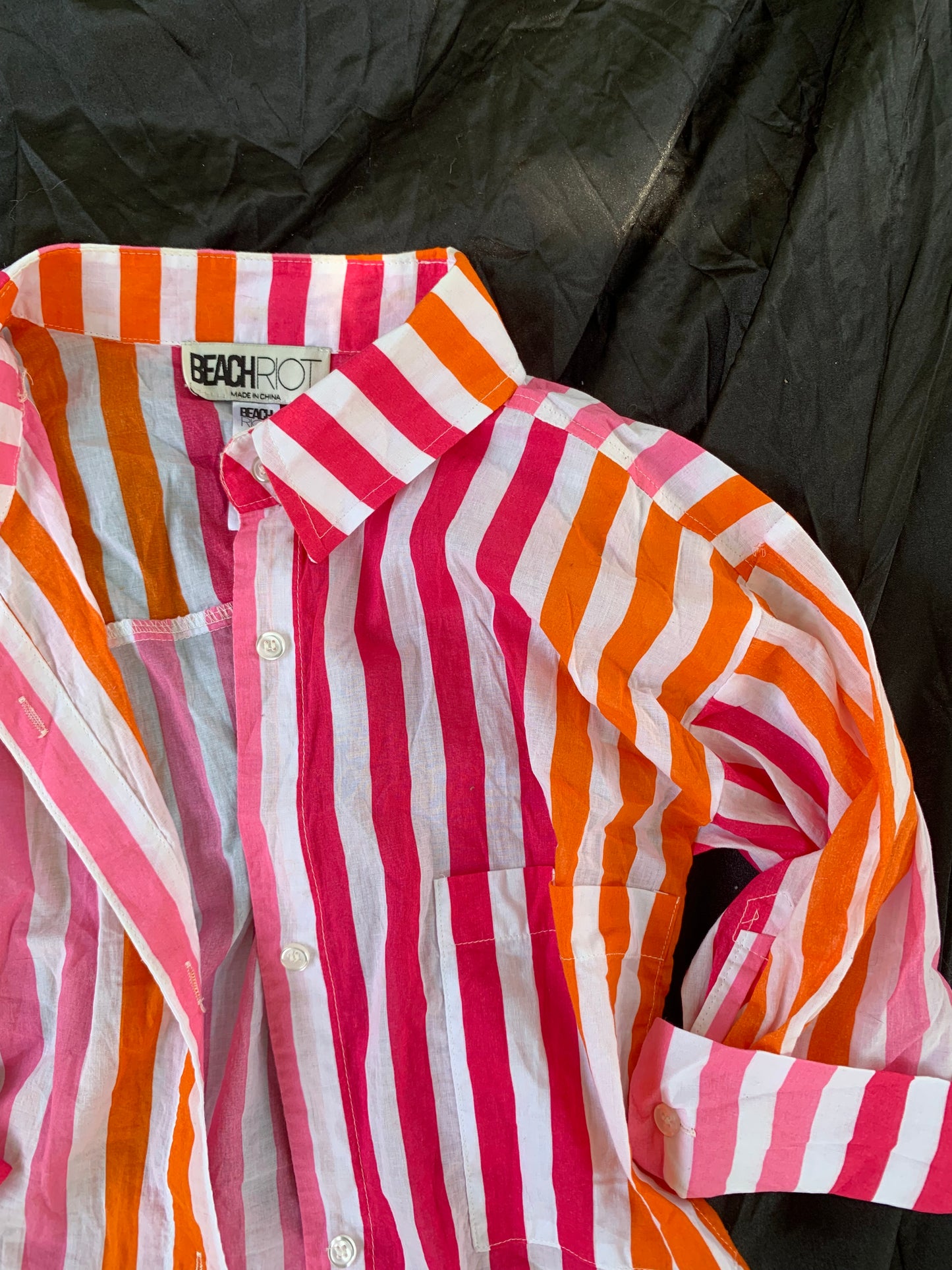 Striped button down and shorts set
